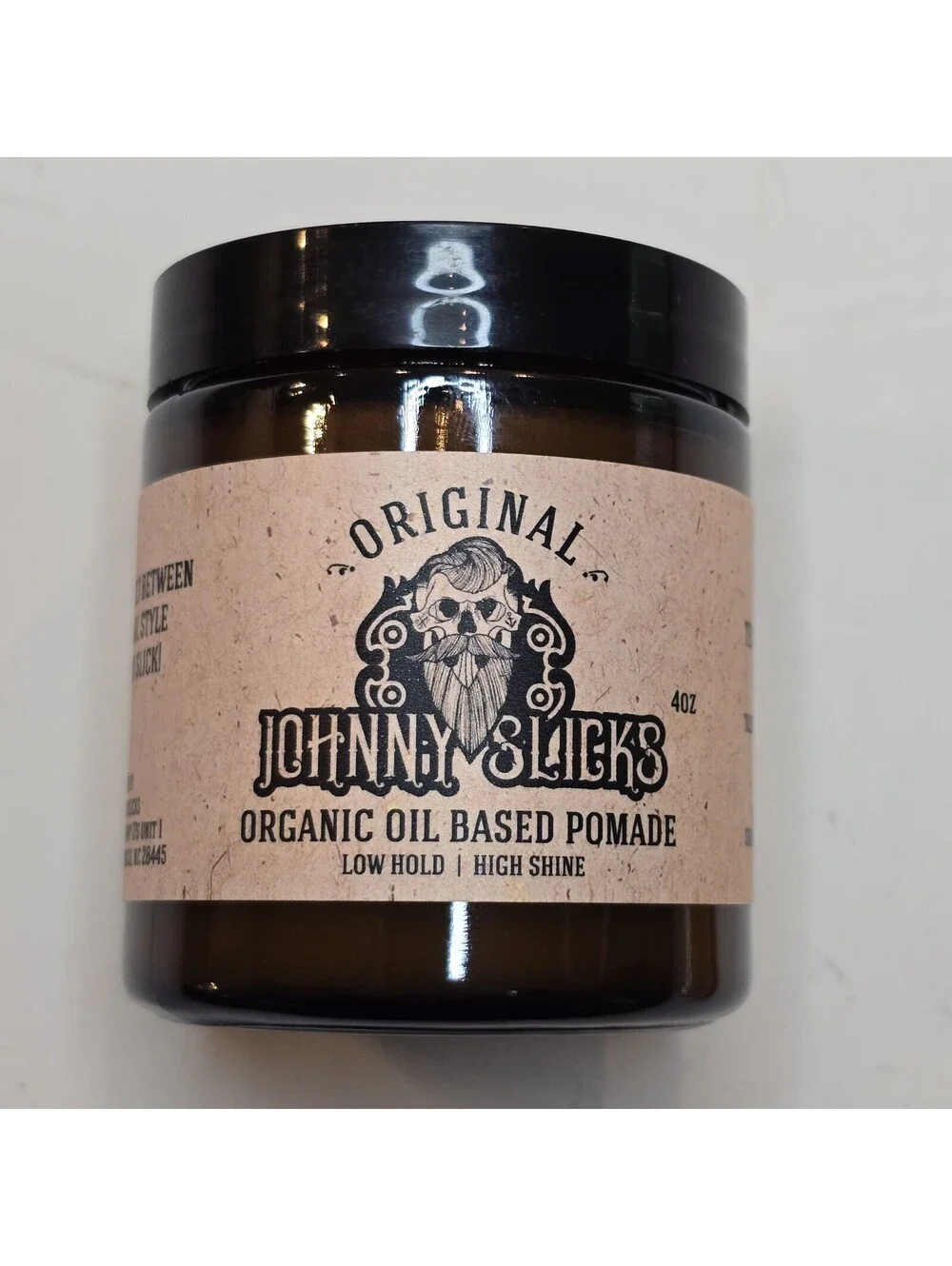 Organic Johnny Slicks Pomade for Mens Hair Care Original Based, 4 oz.